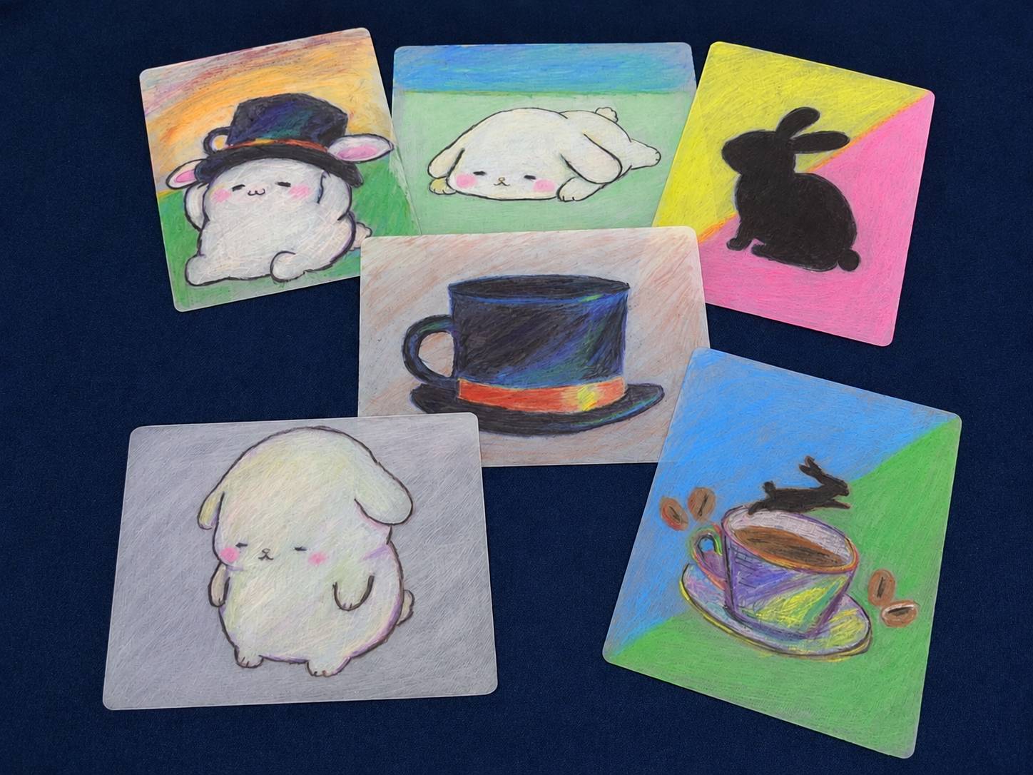 色鉛筆で描くボテうさ・島のおやつ・島うさぎコーヒー